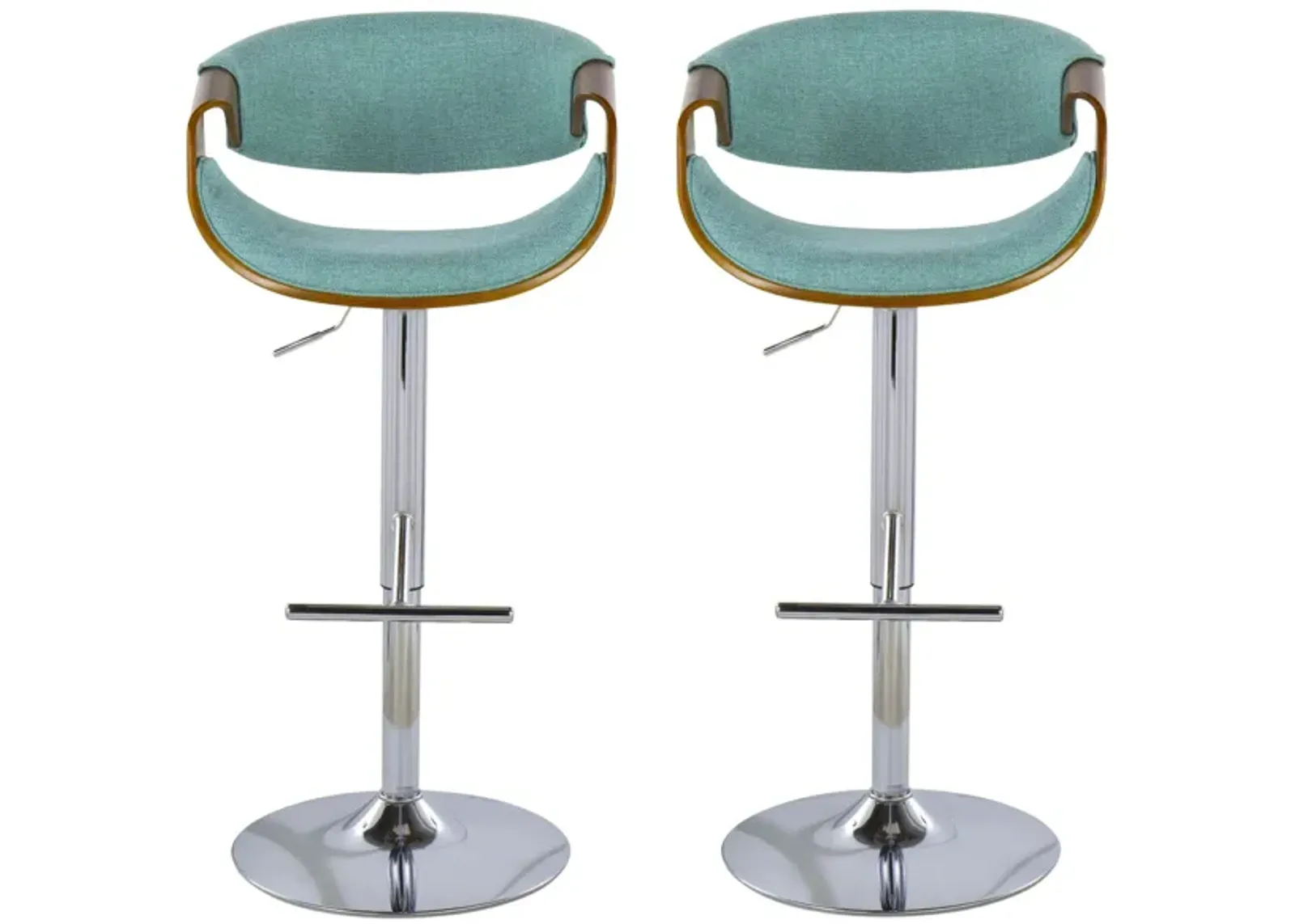 Curvo Barstool- Set of 2 in Chrome;Walnut;Teal by Lumisource