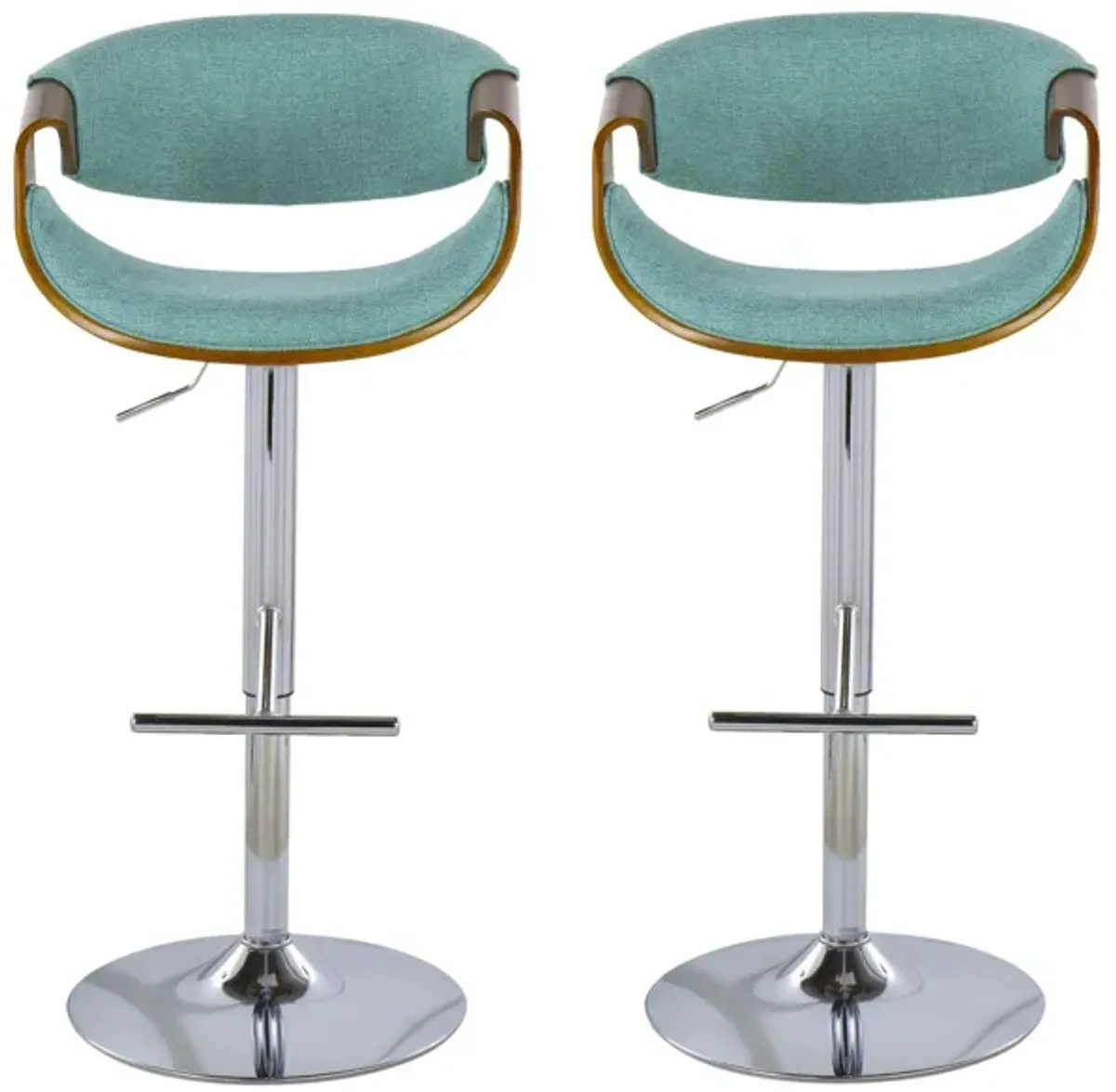 Curvo Barstool- Set of 2 in Chrome;Walnut;Teal by Lumisource