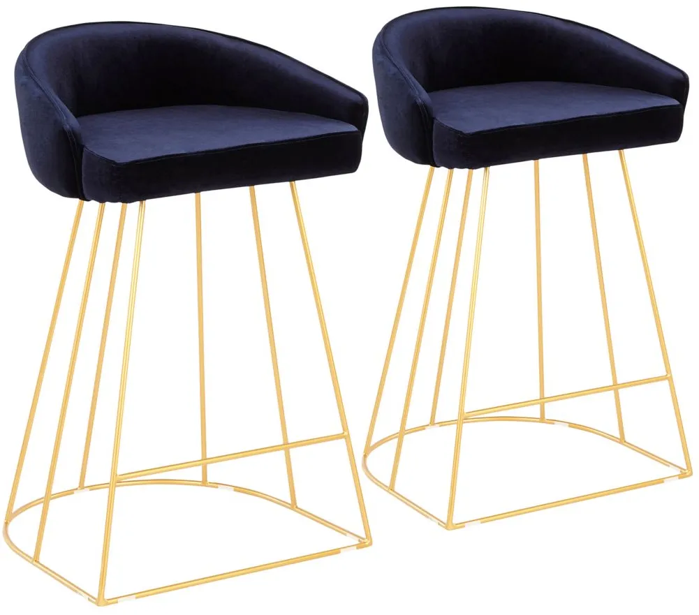 Canary Counter Stools: Set of 2 in Gold, Blue by Lumisource