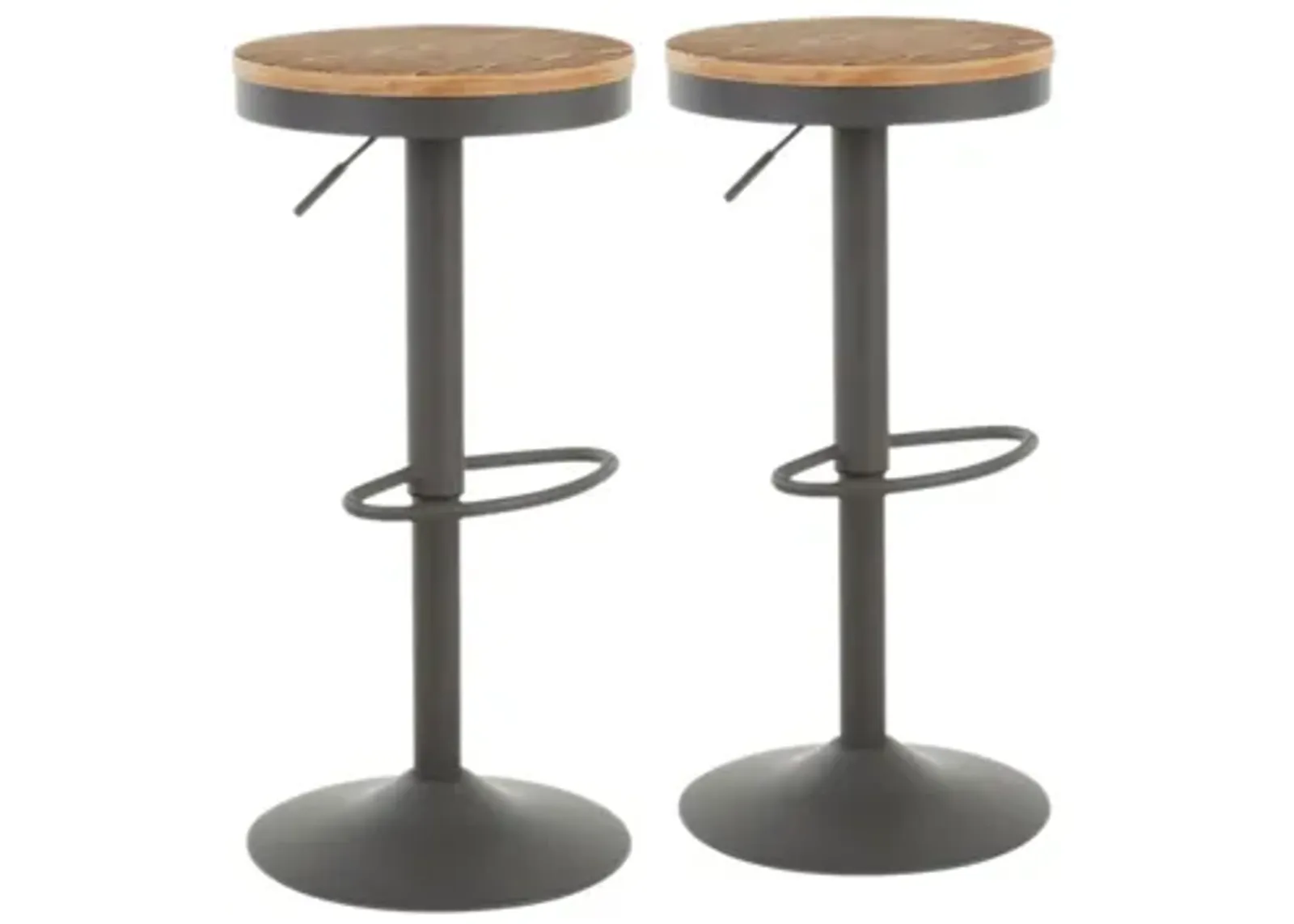 Dakota Adjustable Barstool - Set of 2 in Grey by Lumisource