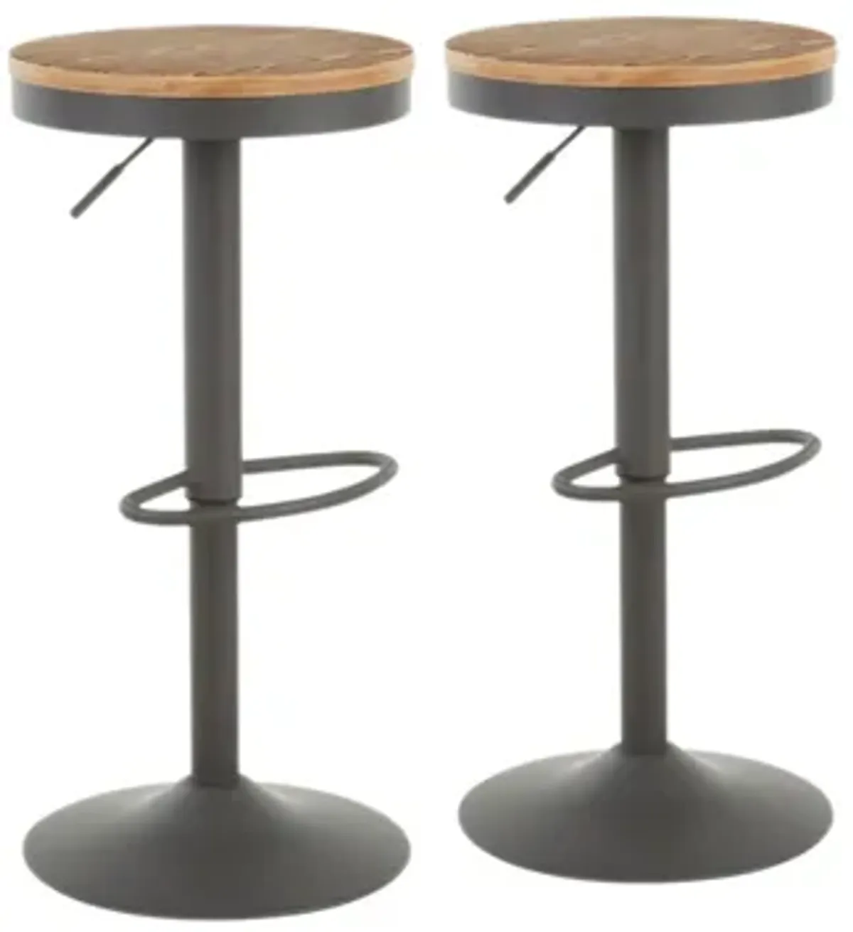 Dakota Adjustable Barstool - Set of 2 in Grey by Lumisource