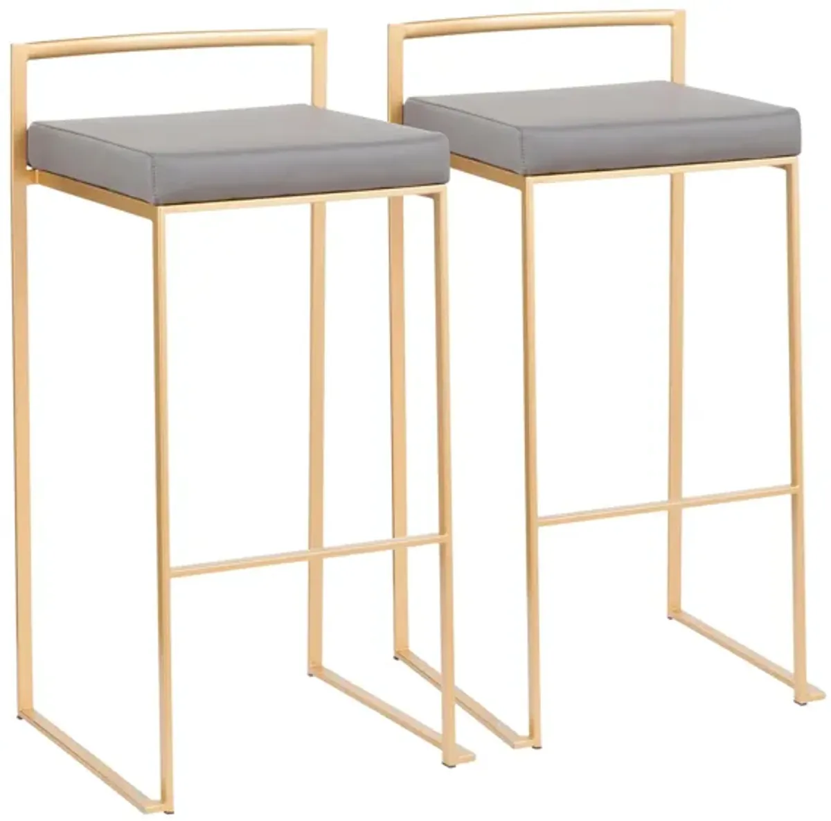 Fuji Barstools: Set of 2 in Gold, Grey by Lumisource