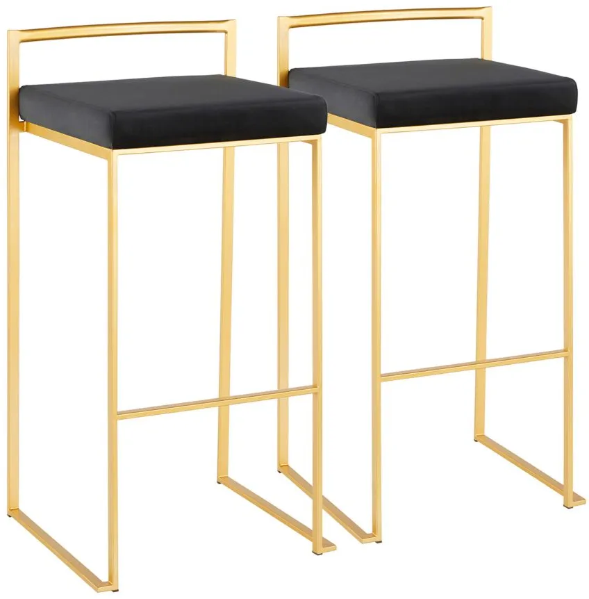 Fuji Barstools: Set of 2 in Gold, Black by Lumisource