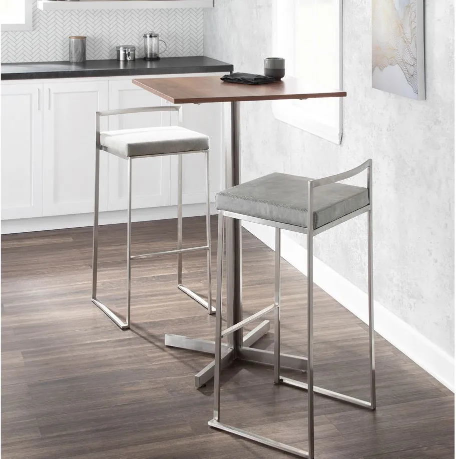 Fuji Barstools: Set of 2 in Light Grey by Lumisource