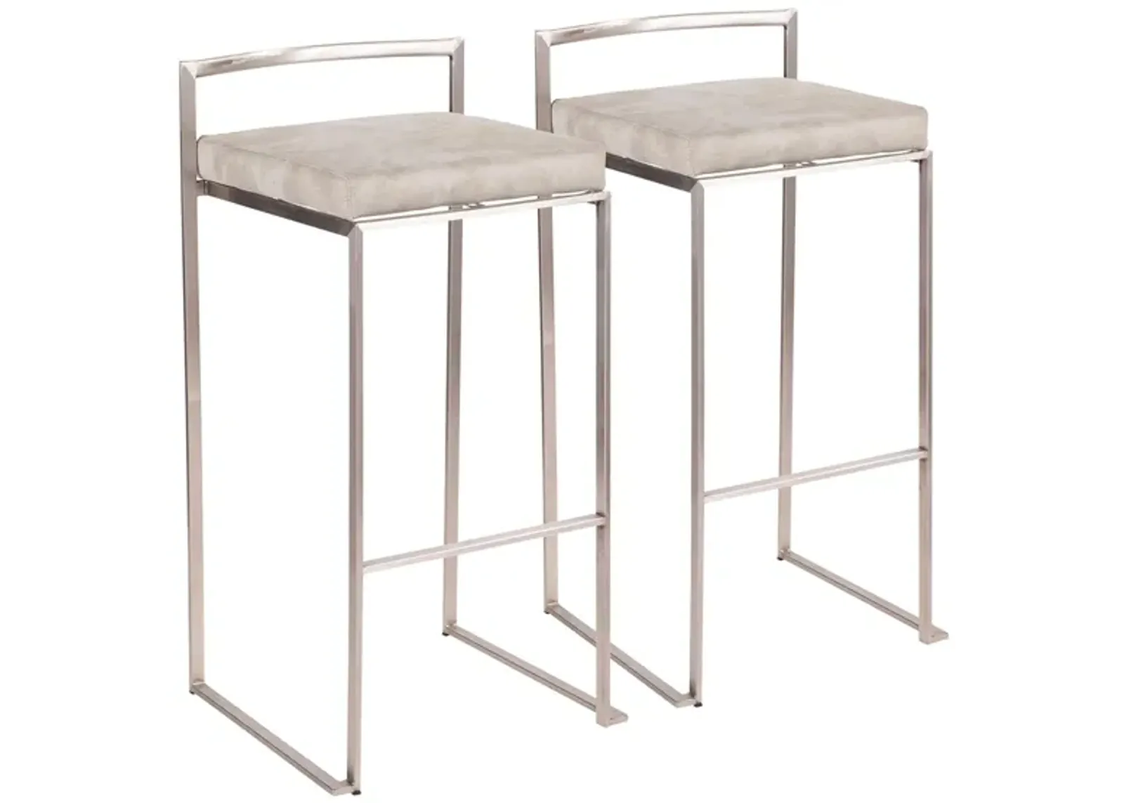 Fuji Barstools: Set of 2 in Light Grey by Lumisource