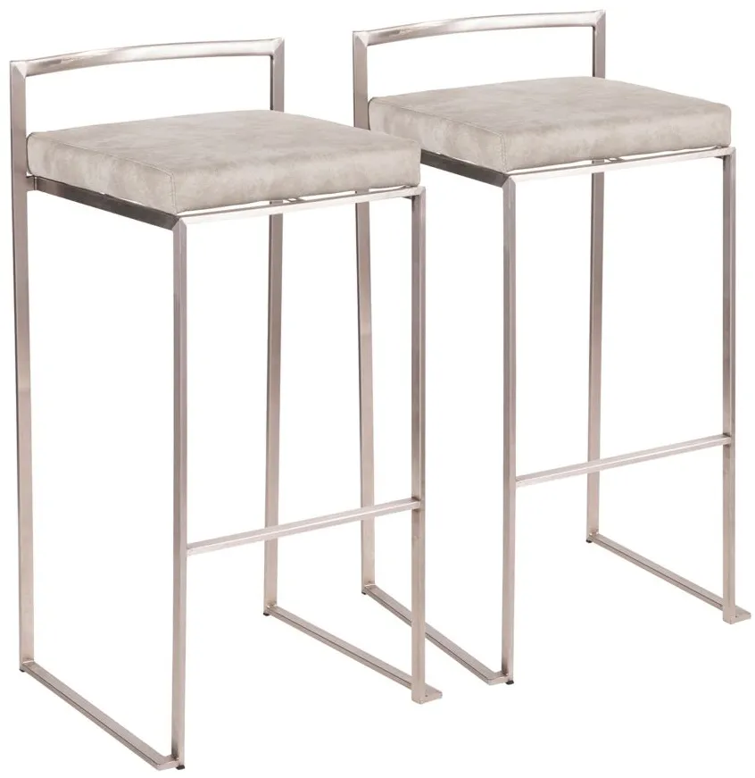 Fuji Barstools: Set of 2 in Light Grey by Lumisource