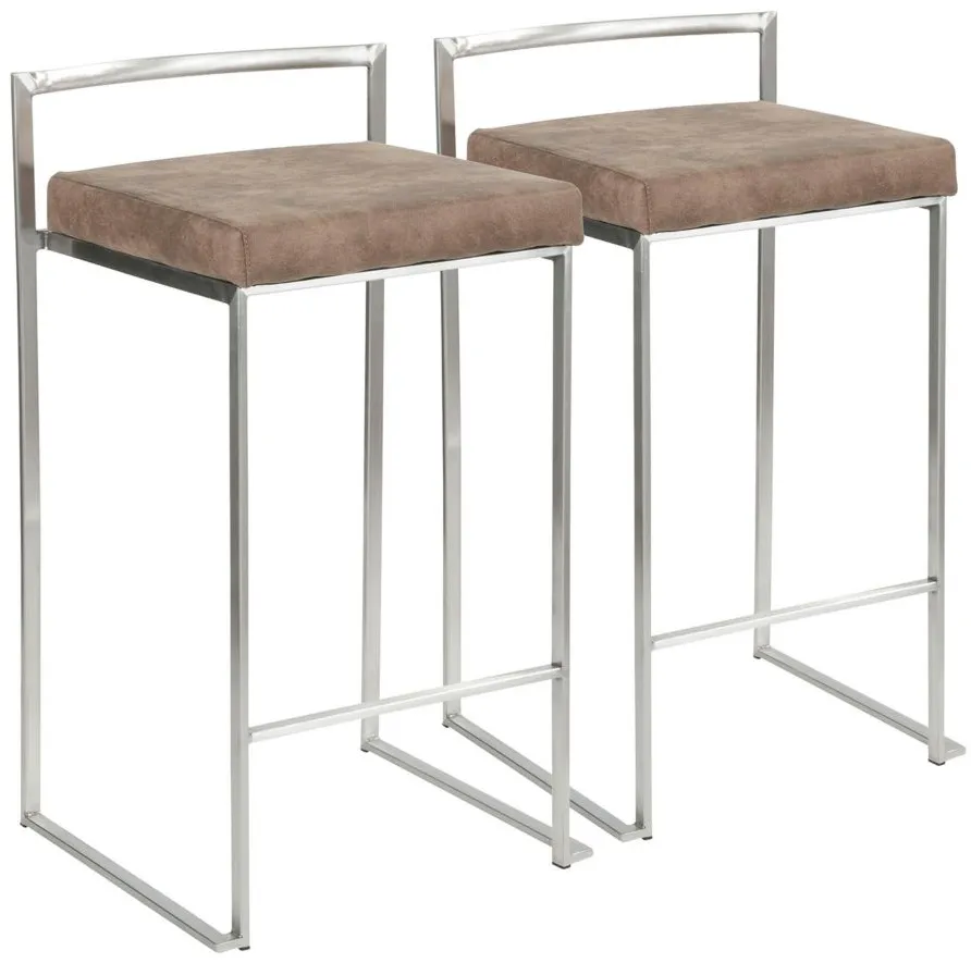 Fuji Counter Stools: Set of 2 in Brown by Lumisource
