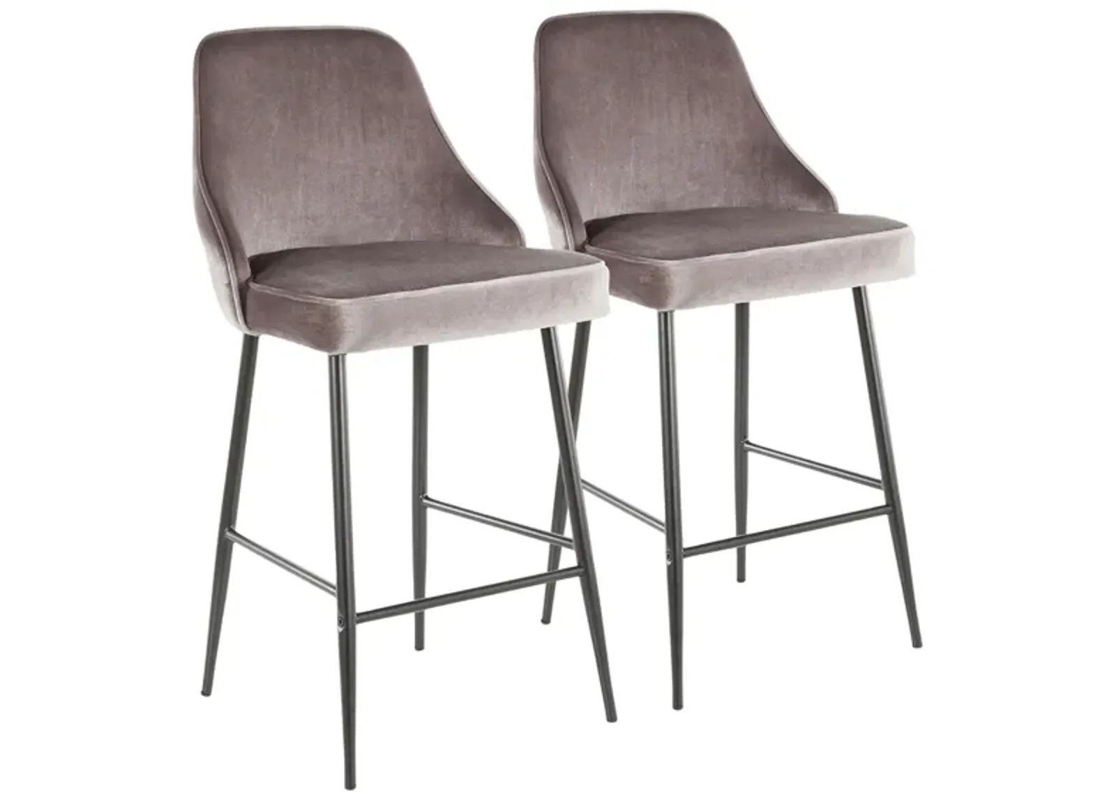 Marcel Counter Stools: Set of 2 in Black, Silver by Lumisource