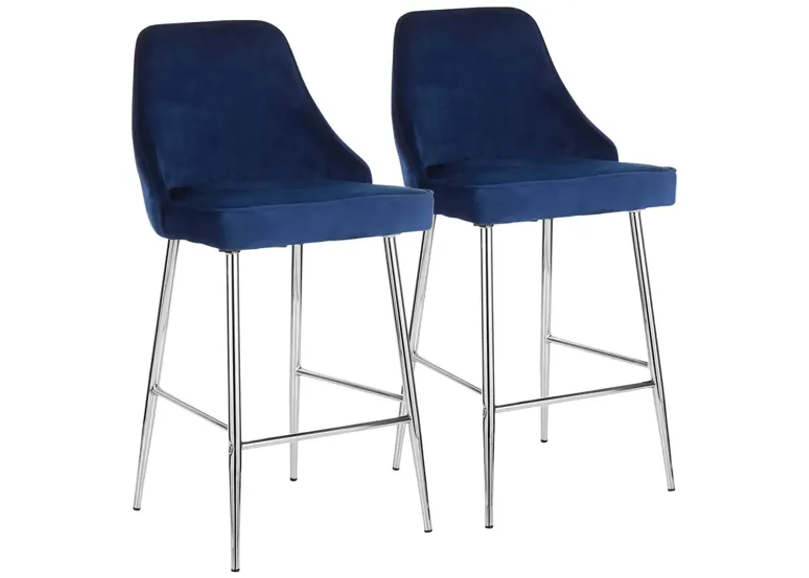 Marcel Counter Stools: Set of 2 in Chrome, Navy Blue by Lumisource