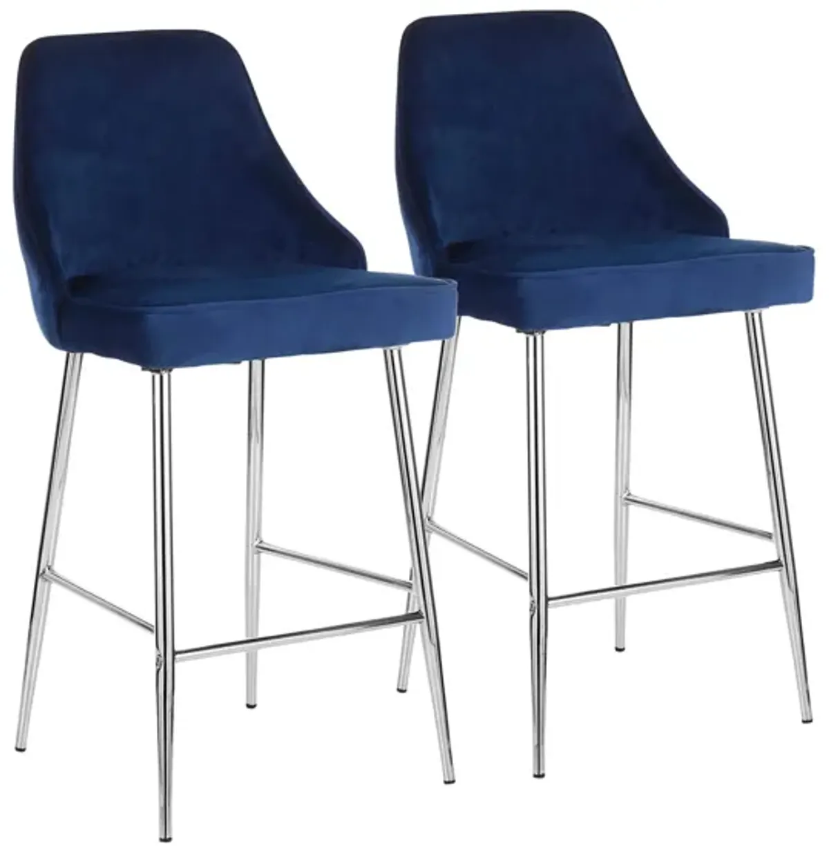 Marcel Counter Stools: Set of 2 in Chrome, Navy Blue by Lumisource