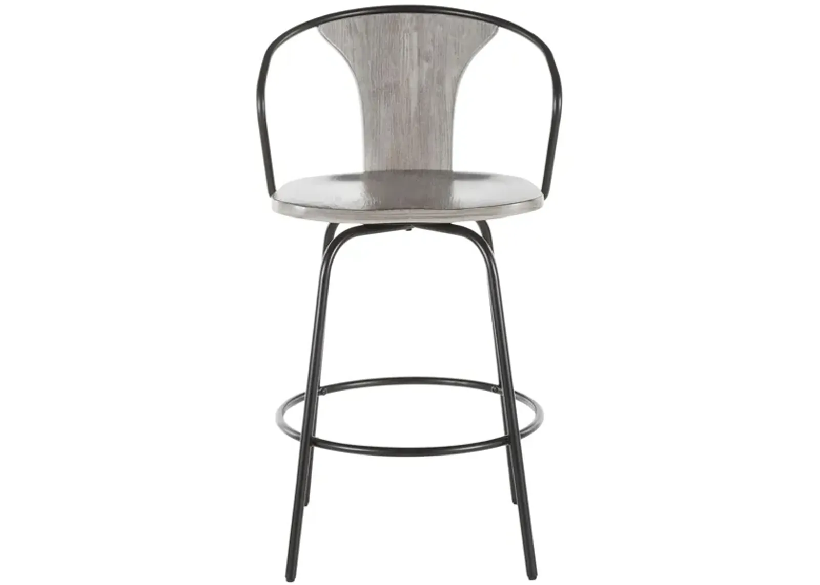 Waco Counter Stool in Black Metal, Grey Wood by Lumisource