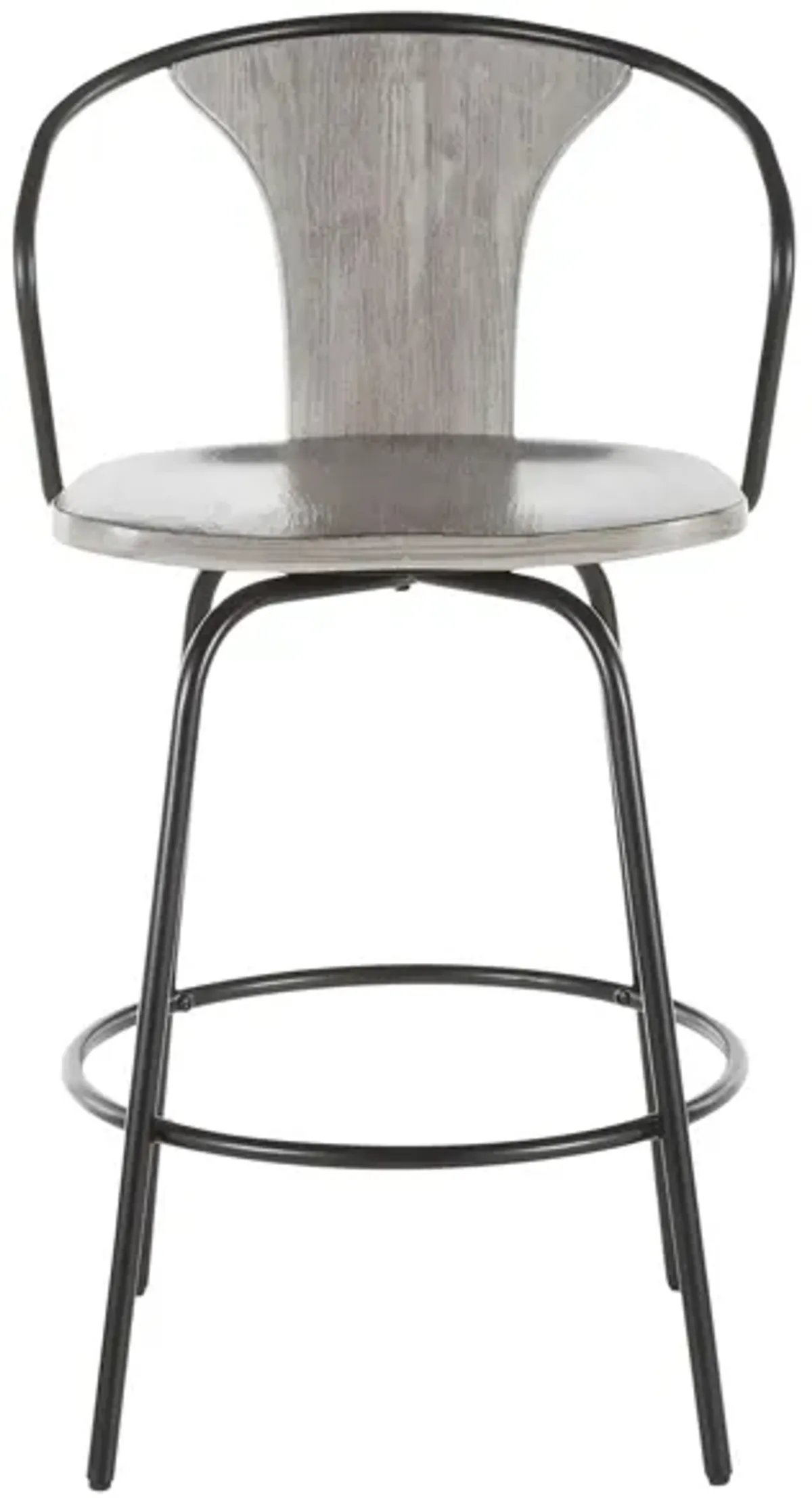 Waco Counter Stool in Black Metal, Grey Wood by Lumisource