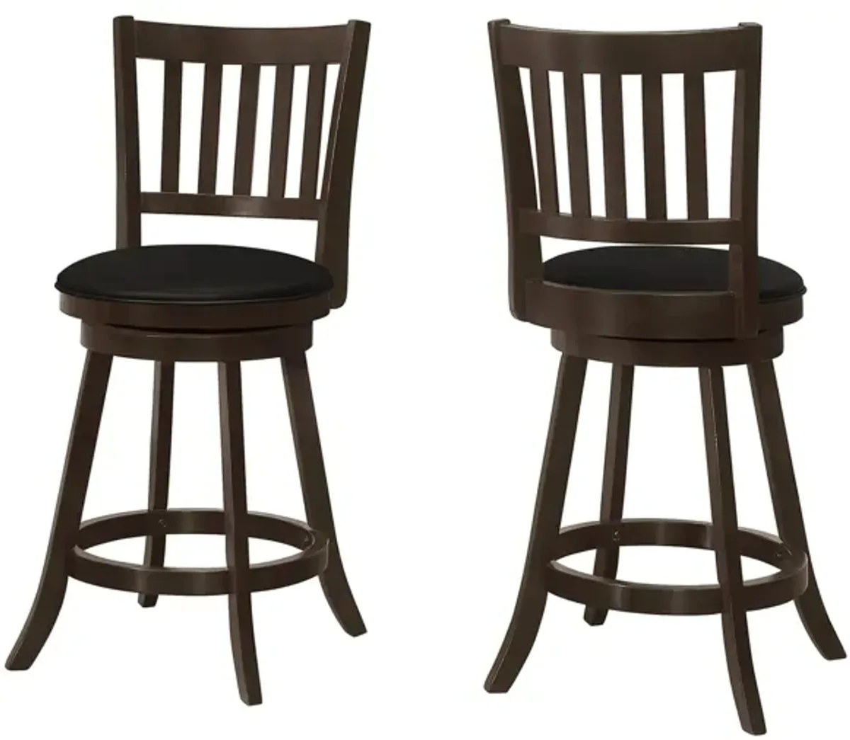 Monarch Slat Back Barstool - Set Of 2 in Espresso by Monarch Specialties