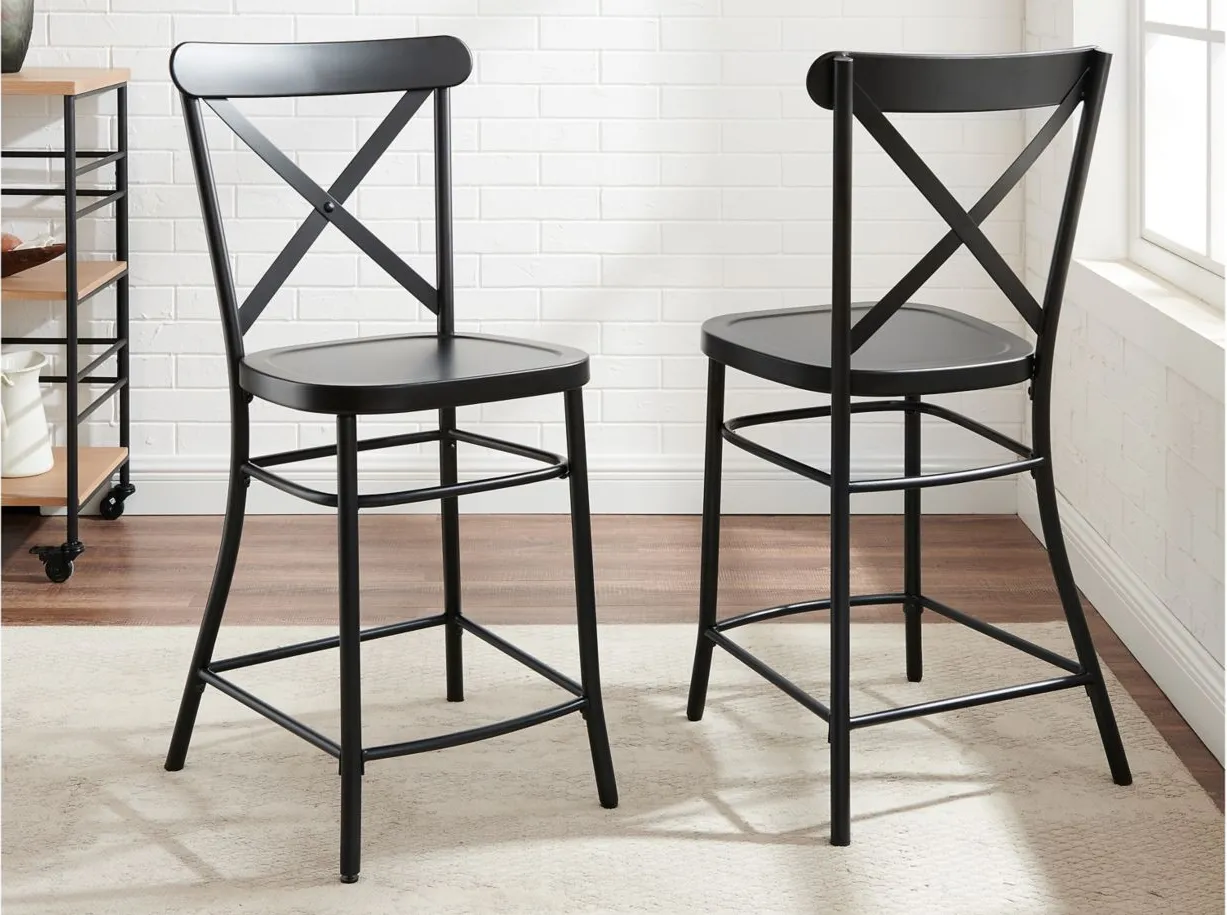 Camille Counter Stool - Set of 2 in Matte Black by Crosley Brands