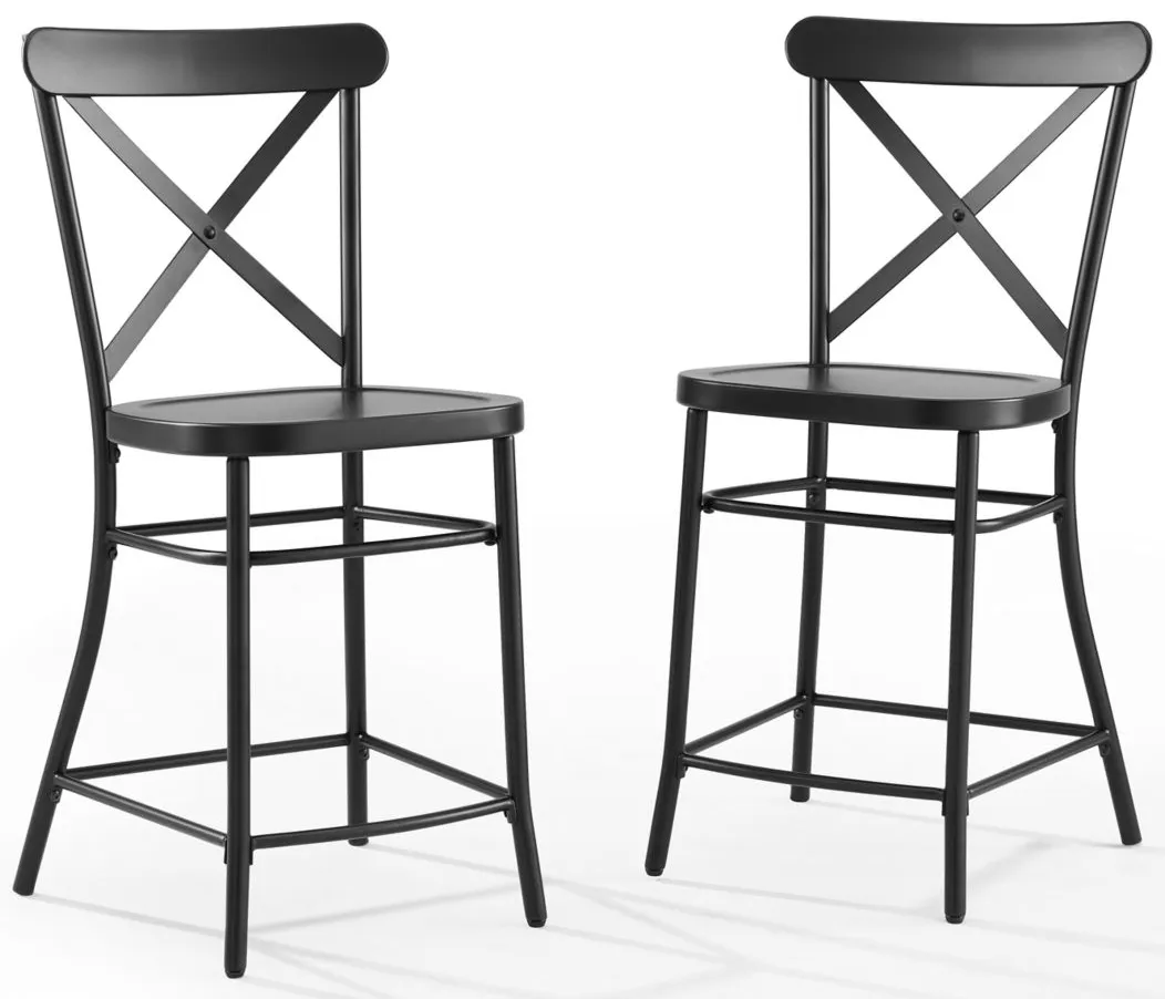 Camille Counter Stool - Set of 2 in Matte Black by Crosley Brands