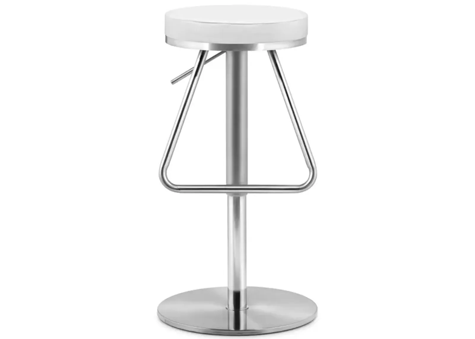 Soda Bar Stool in White, Silver by Zuo Modern