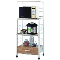 Tanner Kitchen Shelf on Caster Cart in White by Crown Mark