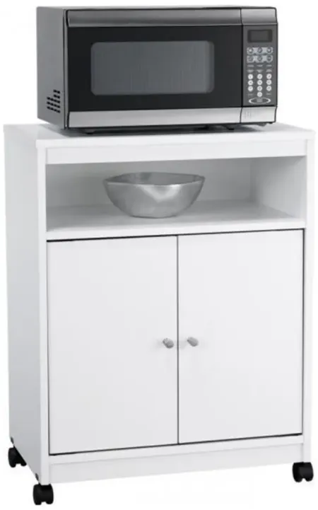 Landry Microwave Cart in White by DOREL HOME FURNISHINGS
