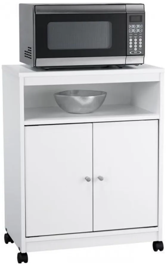 Landry Microwave Cart in White by DOREL HOME FURNISHINGS