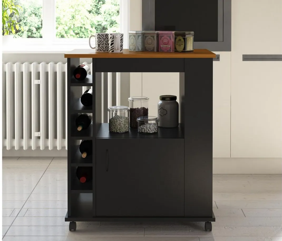 Palmyra Kitchen Cart in Black by DOREL HOME FURNISHINGS