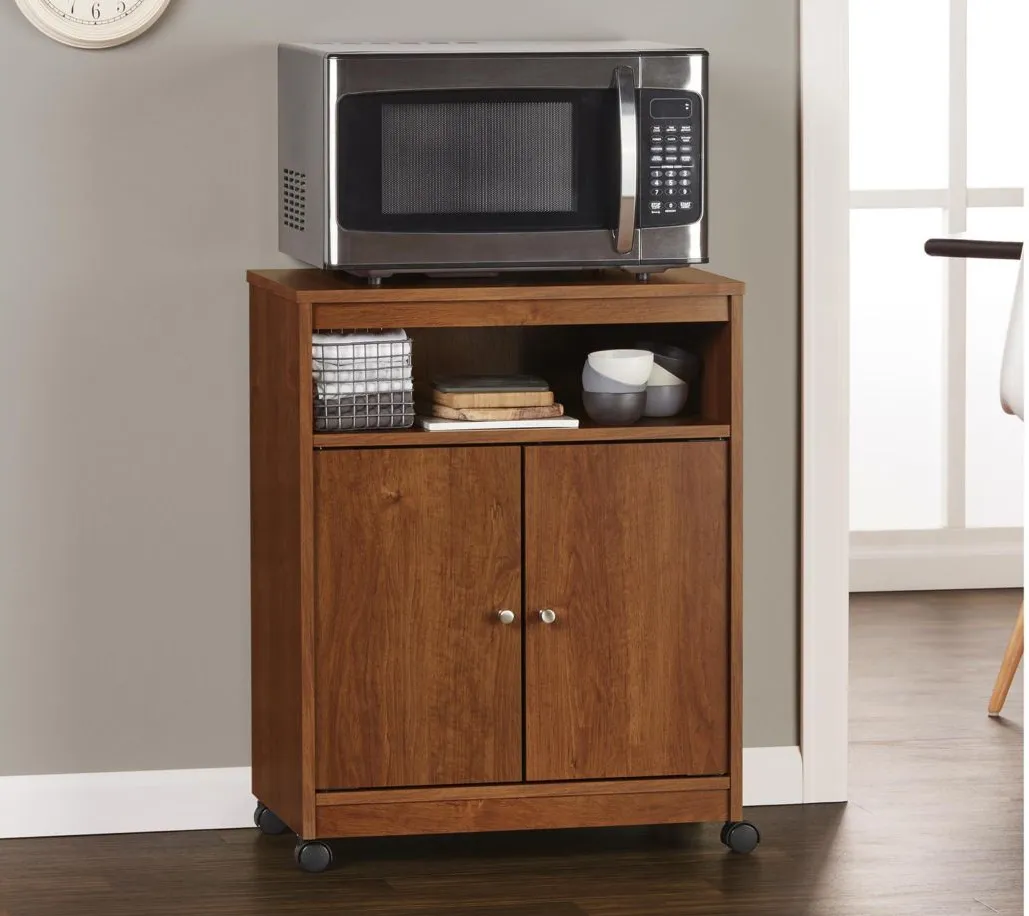 Landry Microwave Cart in Bank Alder by DOREL HOME FURNISHINGS