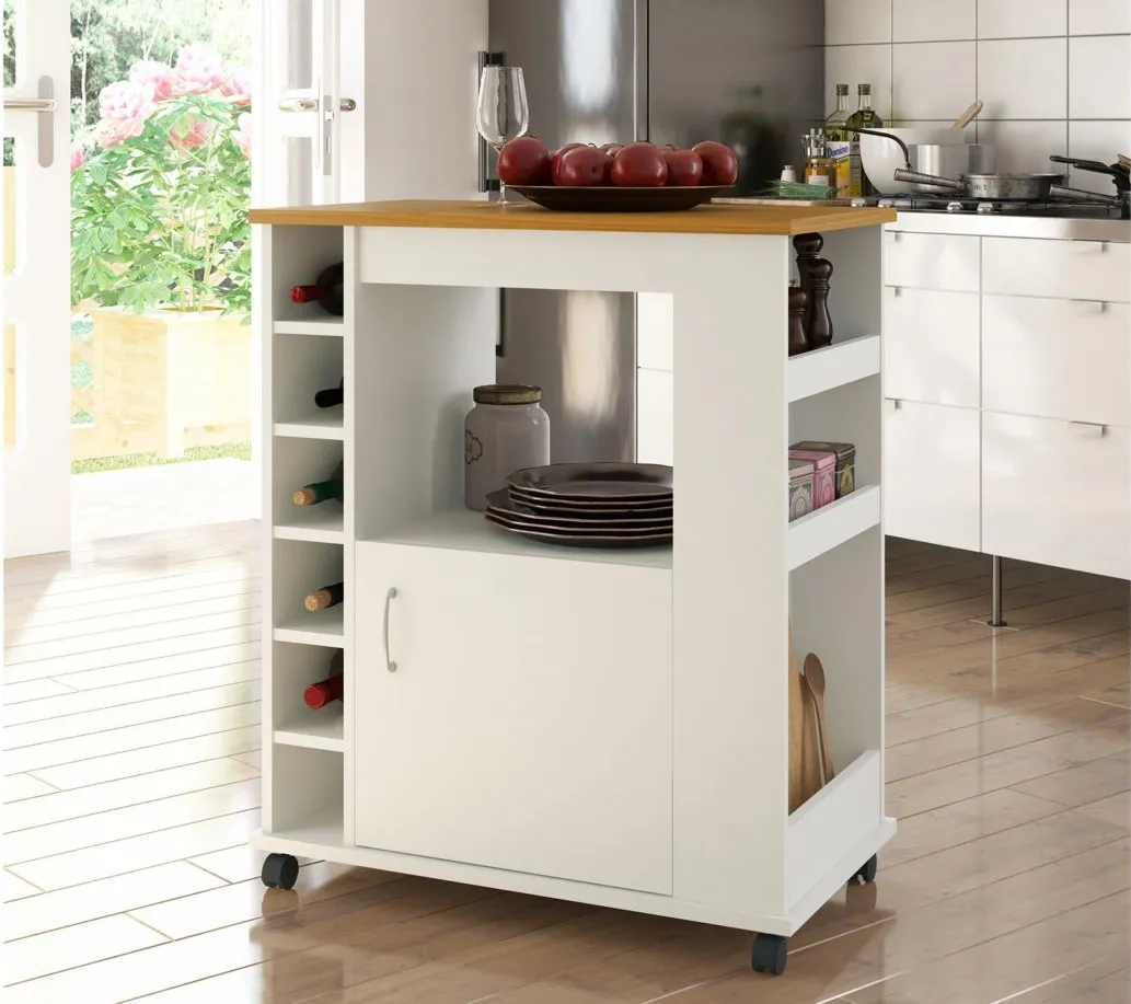 Palmyra Kitchen Cart in White by DOREL HOME FURNISHINGS