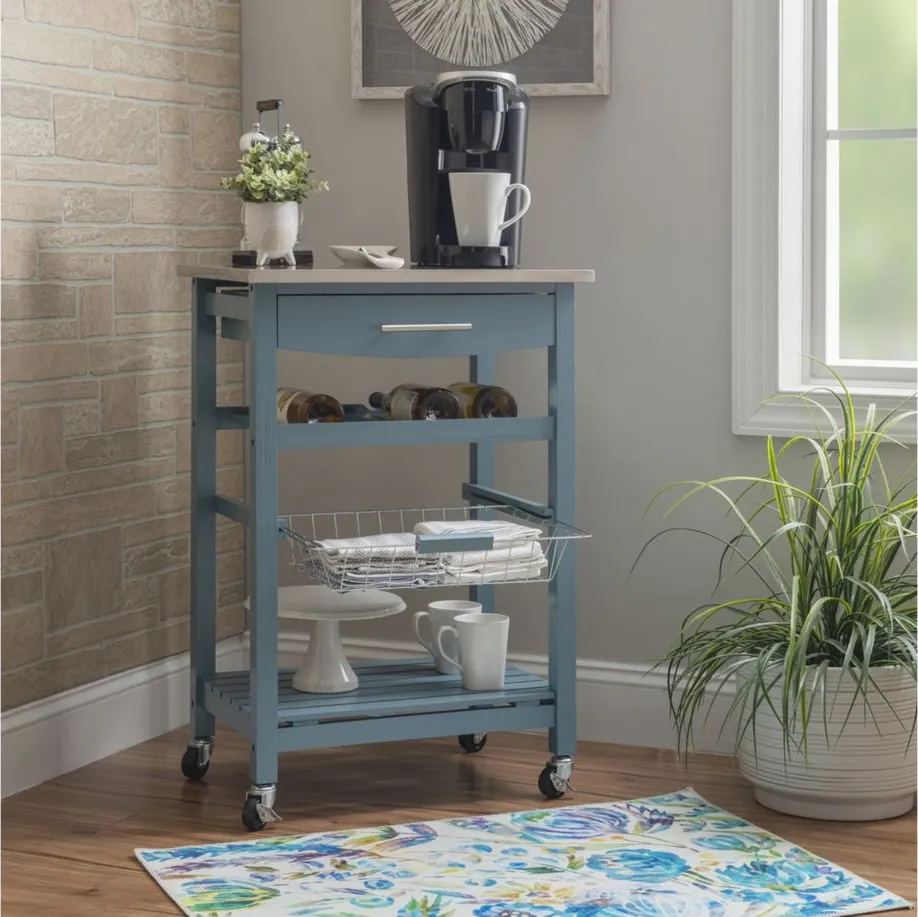 Ripley Kitchen Island in Blue by Linon Home Decor