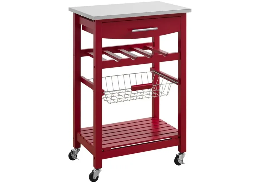 Ripley Kitchen Island in Red by Linon Home Decor