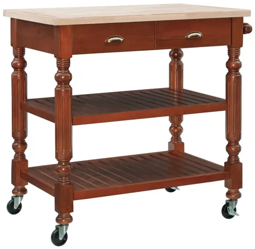 Barker Kitchen Cart in Dark Cherry by Linon Home Decor