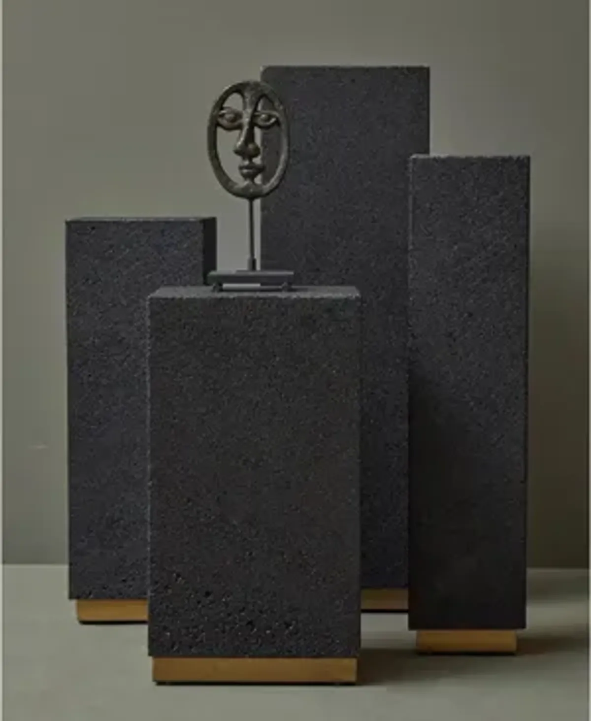 Lava Stone Metal Base Pedestal