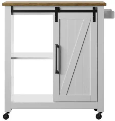 Geremia Barndoor Kitchen Cart in White by Twin-Star Intl.