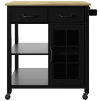 Geremia Rolling Kitchen Cart in Black by Twin-Star Intl.