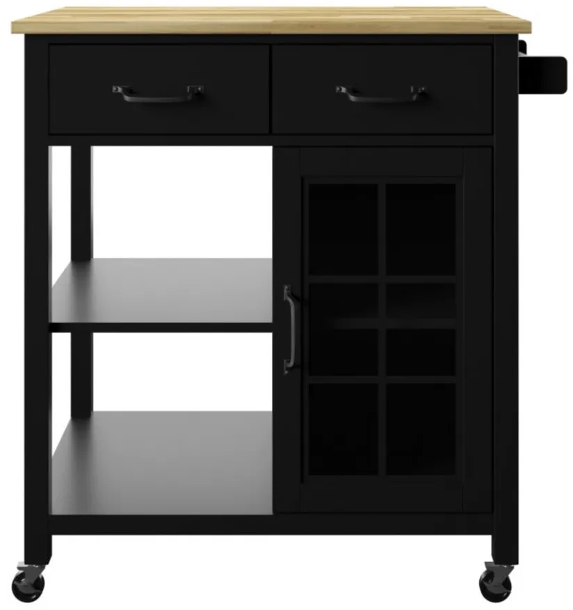 Geremia Rolling Kitchen Cart in Black by Twin-Star Intl.