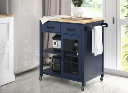 Geremia Rolling Kitchen Cart in Insignia Blue by Twin-Star Intl.
