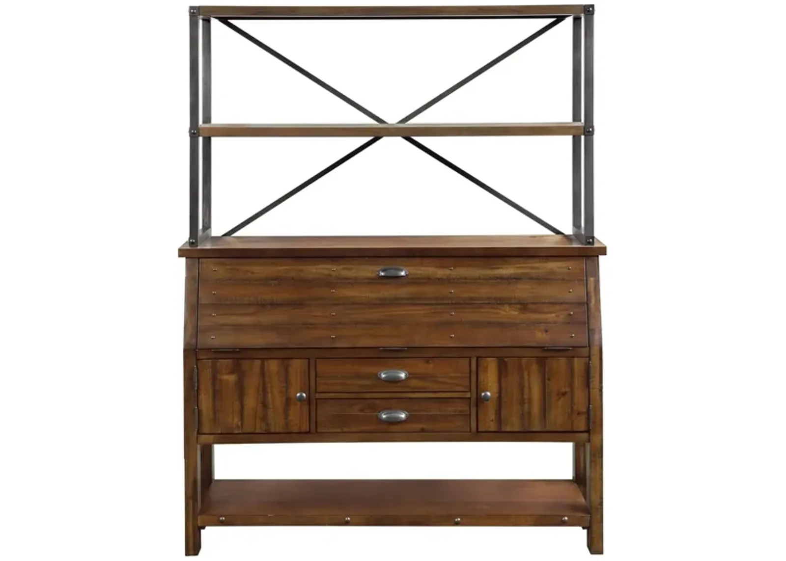 Dayton Baker'S Rack & Buffet in Rustic Brown with Gunmetal by Homelegance