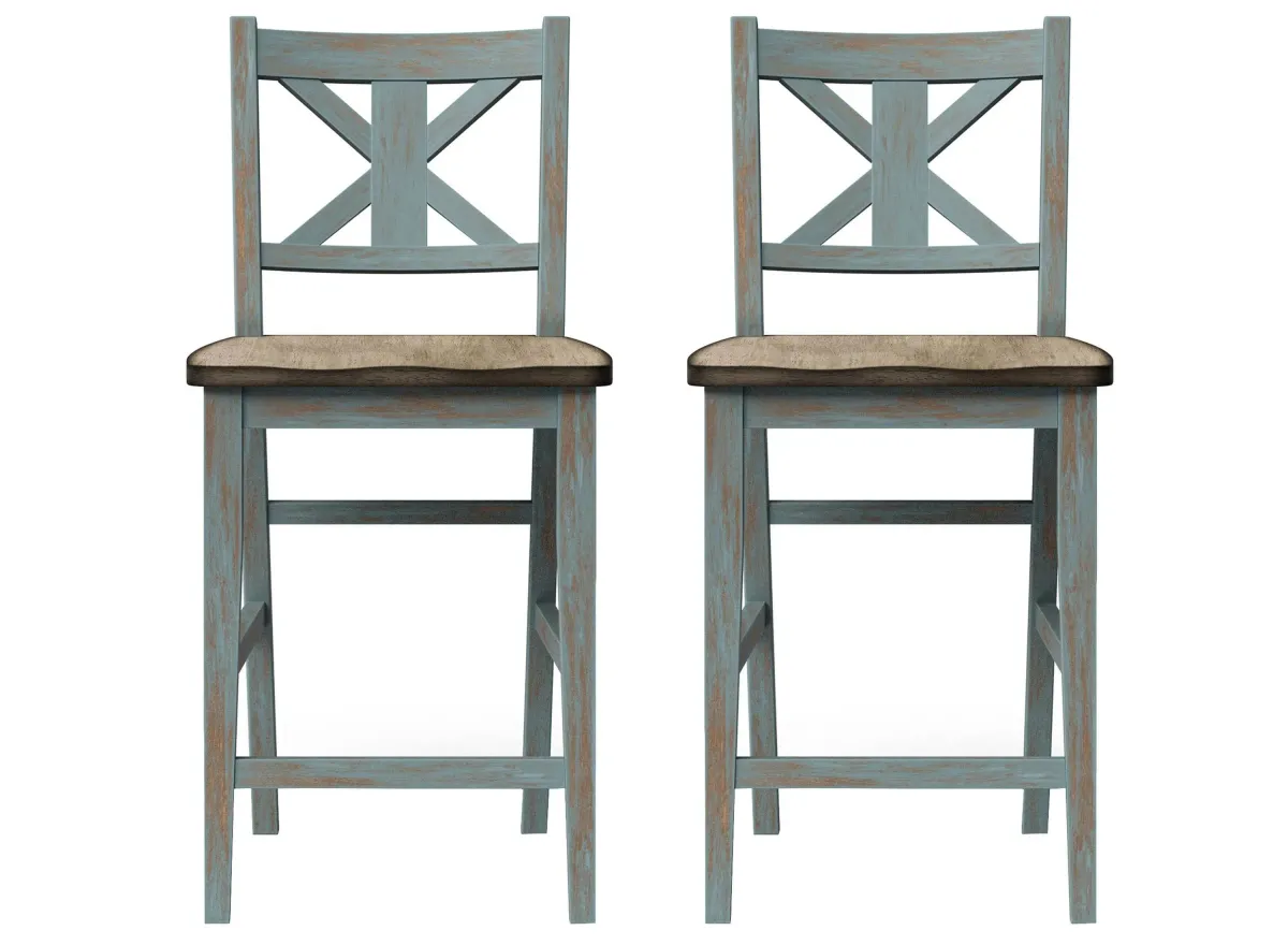 Summerville II Counter Stool: Set of 2 in Light Blue by Bernards Furniture Group