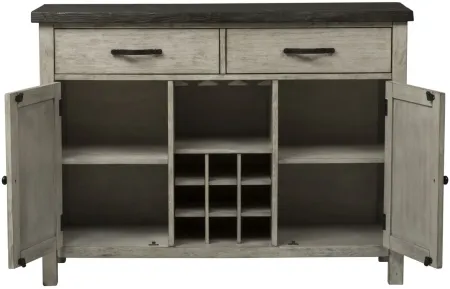 Willowrun Sideboard w/ Wine Storage in Rustic White & Weathered Gray Top Finish by Liberty Furniture