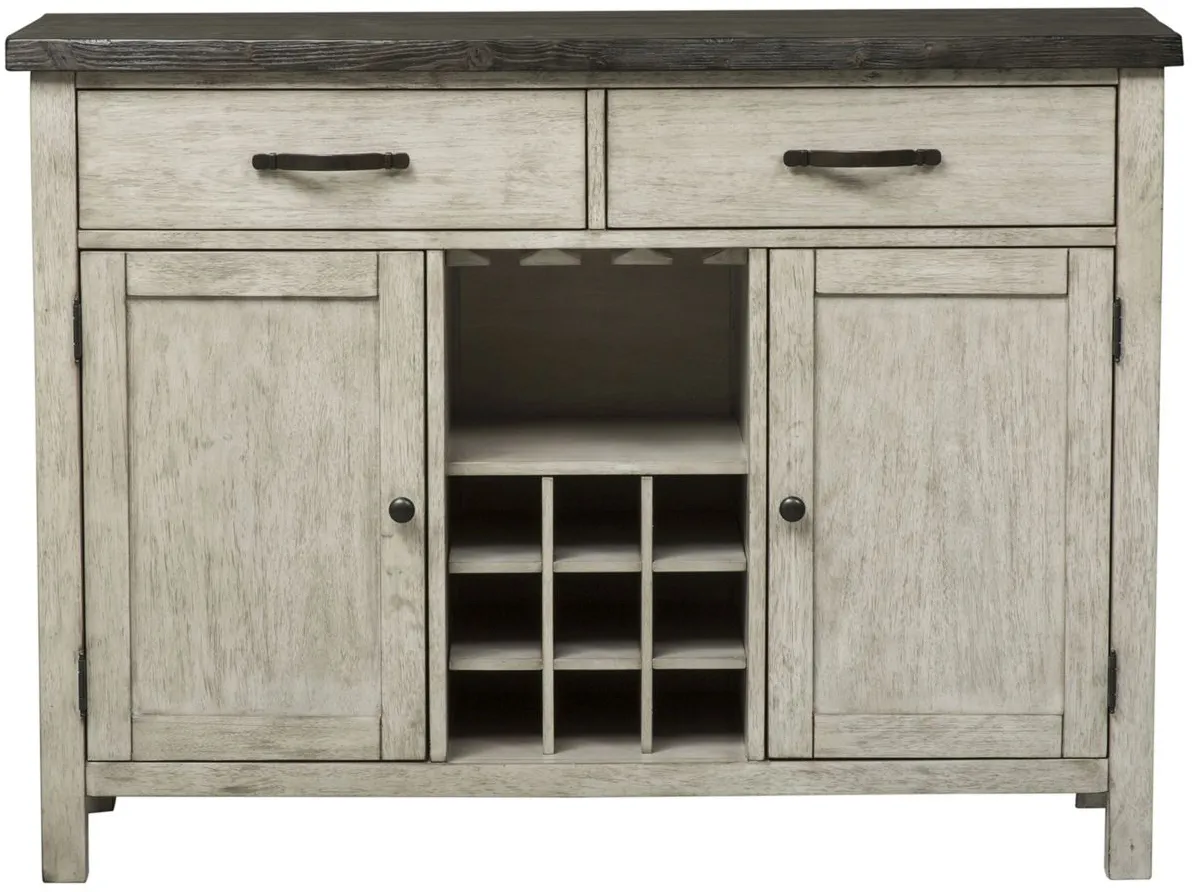 Willowrun Sideboard w/ Wine Storage in Rustic White & Weathered Gray Top Finish by Liberty Furniture