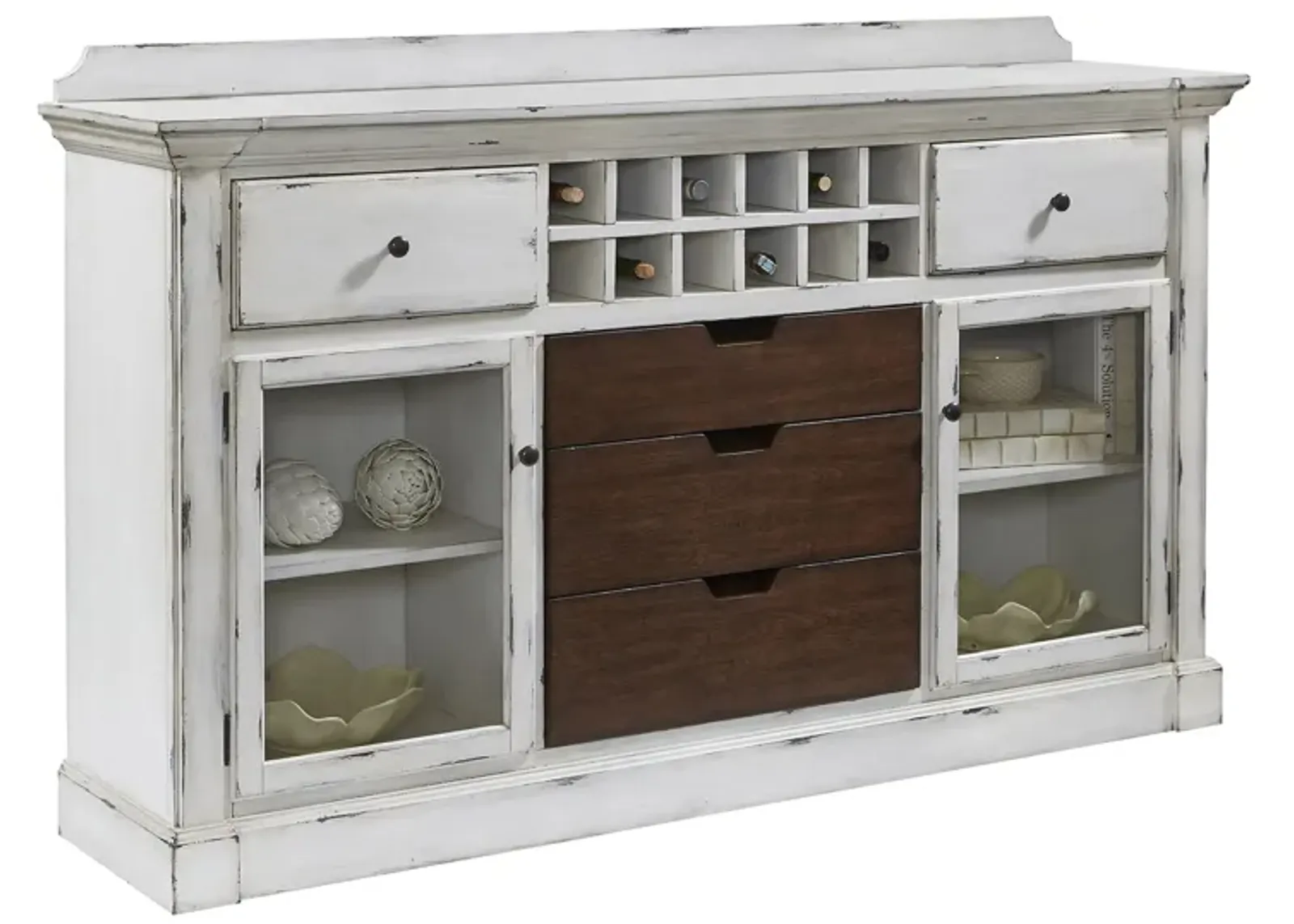 Pulaski Distressed Sideboard with Storage and USB in Gray by Bellanest.