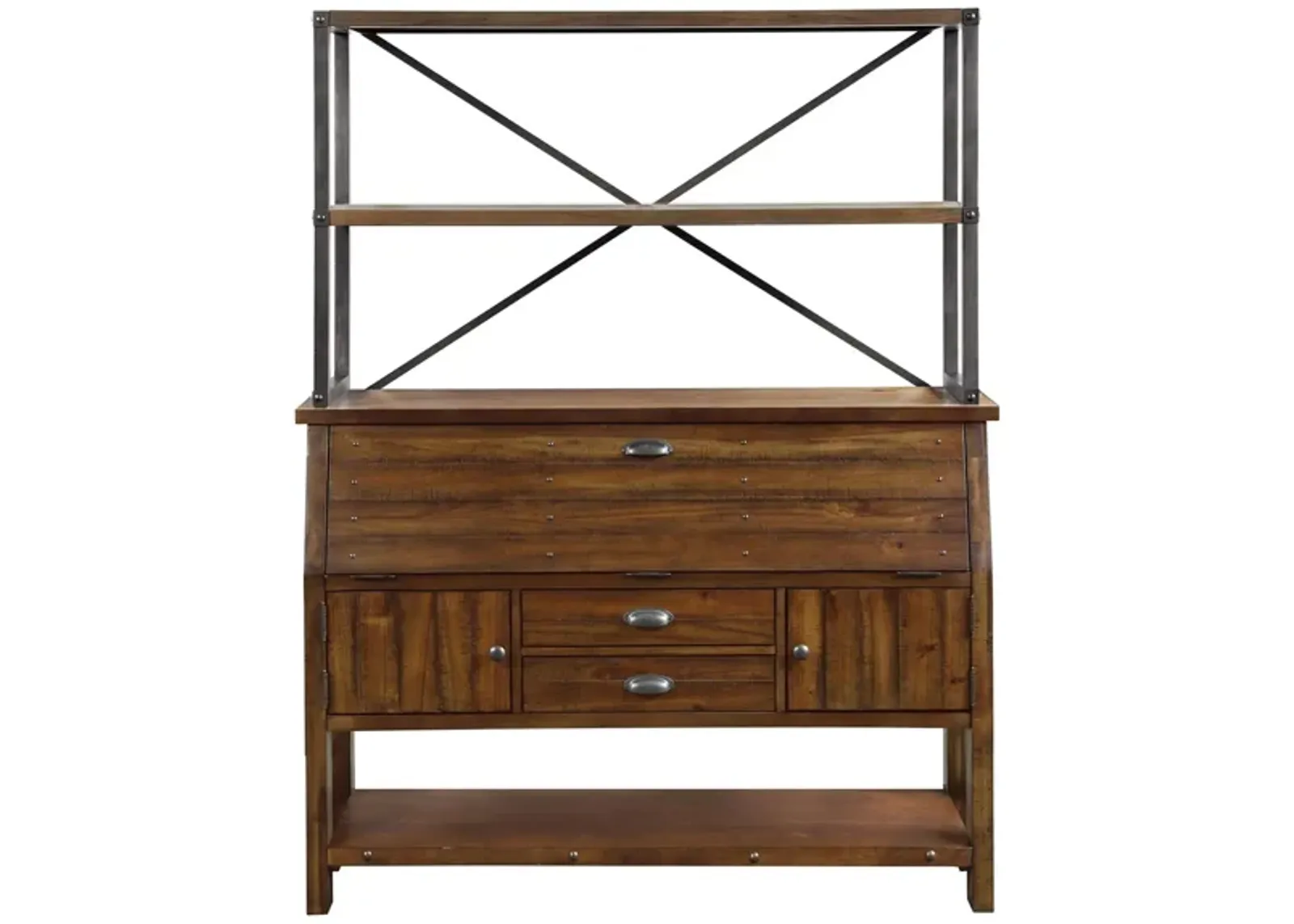 Dayton 2-pc. Buffet W/ Hutch in Rustic Brown with Gunmetal by Homelegance