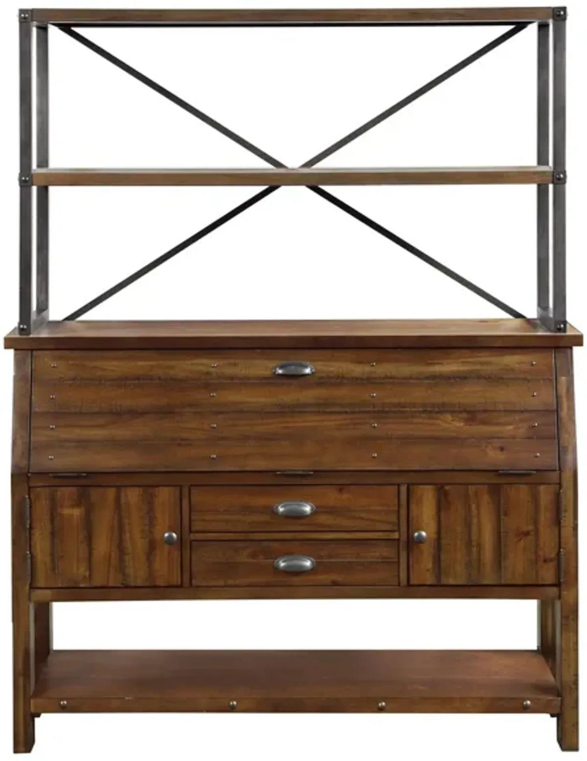 Dayton 2-pc. Buffet W/ Hutch in Rustic Brown with Gunmetal by Homelegance