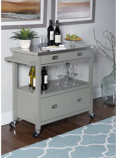 Amelia Kitchen Cart in Gray by Linon Home Decor