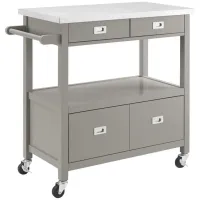 Amelia Kitchen Cart in Gray by Linon Home Decor