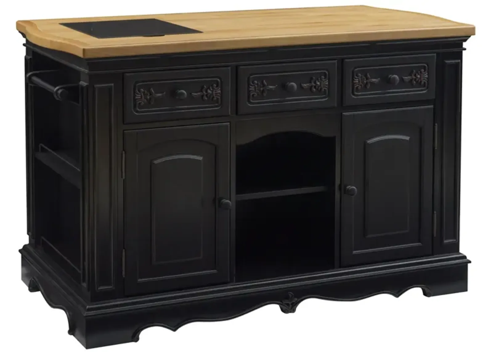 Pennfield Kitchen Island in Black by Linon Home Decor