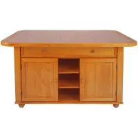Oak Selections Kitchen Island in Light oak finish base and light oak finish top with inlaid beige khaki tile by Sunset Trading
