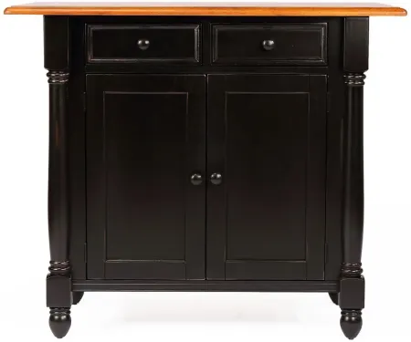 Black Cherry Selections Kitchen Island with Drop Leaf Top in Distressed antique black with cherry base and distressed cherry finish top by Sunset Trading