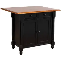Black Cherry Selections Kitchen Island with Drop Leaf Top in Distressed antique black with cherry base and distressed cherry finish top by Sunset Trading