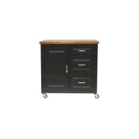 Black Cherry Selections Kitchen Cart in Distressed antique black with cherry and distressed cherry finish top by Sunset Trading
