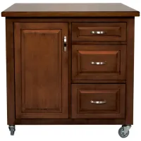 Fenway Kitchen Cart in Distressed chestnut finish by Sunset Trading