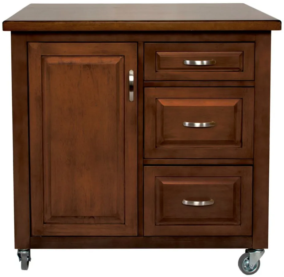 Fenway Kitchen Cart in Distressed chestnut finish by Sunset Trading